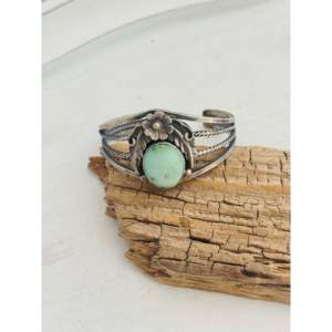 Emerald Valley Turquoise & Sterling <b>Silver</b> <b>Cuff</b> <b>Bracelet</b> Handmade by Navajo Artisans-Cultural Collectible Jewelry - Product Image 1