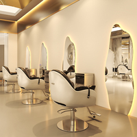 Miroir Mural LED Rétroéclairé Irrégulier Grande Taille, Design Moderne Ondulé de Luxe pour Salon de Coiffure et Studio de Beauté - Vente Flash