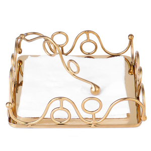 Elegant Vintage Restaurant Napkin Holder Creative Gold Plated Metal Napkin Holder With Ornate Swirl Design For Kitchen Decor - Product Image 1