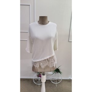 Blusa de Viscosa de Dos Hilos con Cuello Redondo y Detalle de Encaje Delicado para Mujer, Estilo Casual, Modelo 34272, Marca Jane's - Product Image 5