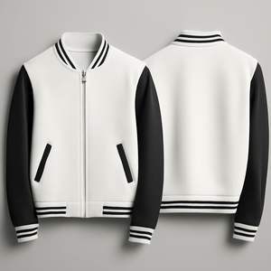 Blouson de baseball universitaire à col montant et à boutonnage simple Logo personnalisé coupe-vent unisexe - Product Image 6