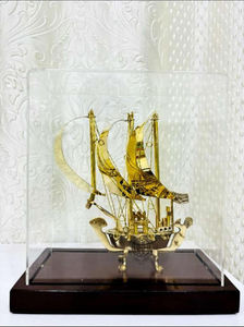 Maquette artisanale Navire en laiton Base en bois Nouveau style Navire nautique en laiton Article décoratif pour la maison et le bureau. - Product Image 6