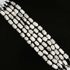 Cuentas facetadas de howlita natural, cuentas de howlita blancas en hebra de 7x9-8x11 mm, cuentas de piedras preciosas sueltas para la fabricación de joyas y manualidades DIY. - Product Image 5