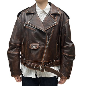 Wholesale Women's Winter Jacket in Youth Fashion New Coming Distressed Motorbike Leather Jacket Women Genuine <b>Cow</b> Leather Jacket - Product Image 5