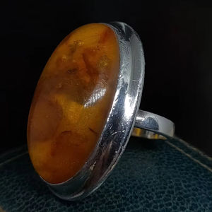 925 Sterling Silver Classic Style <b>Ring</b> Pear Cut Baltic <b>Amber</b> Gemstone Fine Wedding Bezel Setting for Women for Engagement - Product Image 2