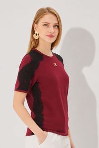 เสื้อถักนิตติ้งผู้หญิงเนื้อผ้านุ่มสบาย แต่งขอบลูกไม้เก๋ไก๋ คอกลม แขนสั้น เสื้อยืดถักนิตติ้ง สไตล์ผู้หญิง สง่างาม เหมาะสำหรับฤดูร้อน - Product Image 2