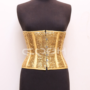 Corset amincissant glamour en gros, avec sequins dorés brillants, sous-poitrine, pour soirée, par le fabricant - Product Image 5