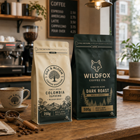 Sacs à café personnalisés AT PACK 250g 500g en PE et PE simple couche avec valve et fermeture éclair refermable pour l'emballage de grains de café torréfiés