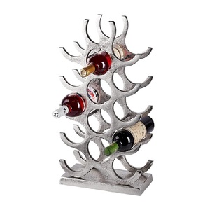 Aluminum Large Size <b>Wine</b> Bottle <b>Rack</b> Stand Silver Rough Finished Handmade Wedding Decorative Stand for Champagne - Product Image 3