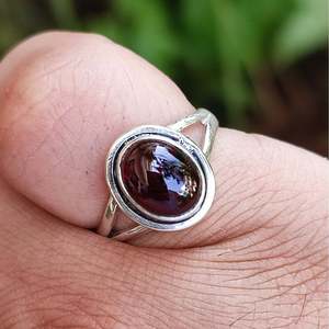 Handmade 925 Sterling <b>Silver</b> Boho <b>Ring</b> with Natural <b>Garnet</b> Gemstone Women's Gift <b>Garnet</b> <b>Silver</b> <b>Ring</b> - Product Image 4