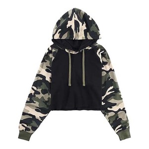 Haute qualité femmes grande taille camouflage sweat à capuche court respirant décontracté à manches longues sweat haut court sweats à capuche - Product Image 1