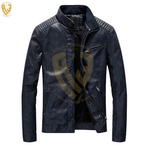 Vente en gros pakistanaise Veste en cuir décontractée pour hommes avec tissu en toile Nouvelle veste de moto avec ceinture latérale de conception OEM - Product Image 3