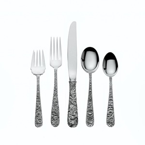 Juego de cubiertos con mango de resina azul y blanca de acero inoxidable pulido plateado a bajo precio de tendencia de calidad superior - Product Image 6