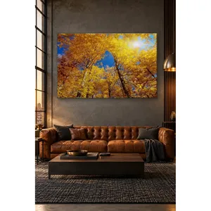 Impresión en lienzo de árboles amarillos de otoño que se extienden hacia el cielo azul de Fida - Product Image 5