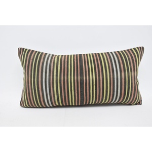 Multicolor Kilim Wool Rug 12x24 Inch Subtle Striped Vintage Pattern Woven Decorative Rug - Product Image 1