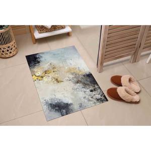 Tapis imprimé gris et or - Lavable en machine, Décoration intérieure, Tapis en velours - Product Image 5