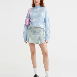 Jersey de algodón personalizado para mujer, suéter de invierno de manga larga de nuevo diseño con logotipo frontal, grosor fino a la venta - Product Image 3