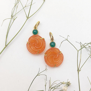 Cuarzo turmalina Rosa 15mm tallado en rosa 925 Plata chapada en oro Juego de puntas colgante hecho a mano turmalina Rosa encanto de plata esterlina - Product Image 4