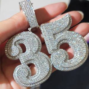 Pendentifs et breloques en diamant VVS, testés au diamant, plaqués or, style hip-hop, lettres personnalisées, bijoux fins pour hommes - Product Image 3