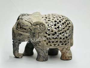 Belle statue d'éléphant en marbre sculpté à la main pur nouveau cadeau d'entreprise pour la décoration de la maison ou le produit d'artisanat en pierre - Product Image 4