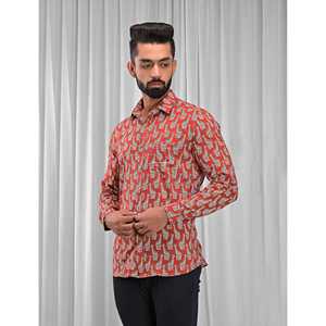 Chemise pour homme, 100% coton, imprimée avec des motifs floraux à pois, décontractée, manches longues, options de tissu popeline Oxford, fabrication ODM/OEM - Product Image 5