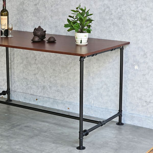 Industrial-Style <b>Extendable</b> <b>Dining</b> <b>Table</b> 140x80cm Rubber <b>Wood</b> Top with Iron Pipe Legs BA68171 Sintered Stone Surface - Product Image 4