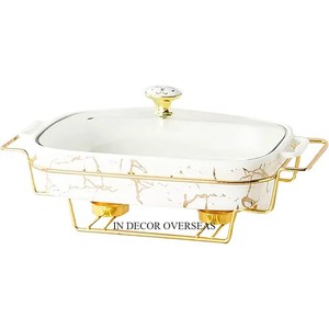 Ensemble de buffet de chauffe-plats en métal de qualité supérieure pour la restauration Créative moderne de créateur en forme de rectangle de couleur blanche - Product Image 1