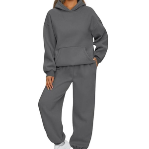 Survêtement deux pièces Activewear Coton Polaire Sport Ensemble Hiver Mode Chaud À Capuche Joggers Streetwear Survêtement Polaire À Capuche - Product Image 3
