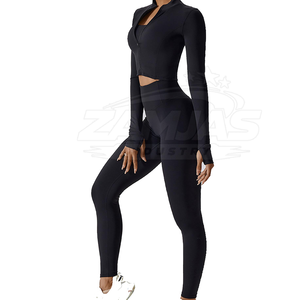 Conjunto Deportivo de 3 Piezas para Mujer, Transpirable y de Calidad Premium: Bra Deportivo, Leggings y Chaqueta con Cintura Elástica para Yoga y Fitness - Product Image 2