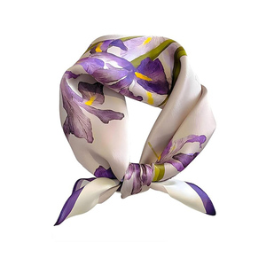 Wholesale Custom Logo Twill Digital Print 180cm Square Silk Summer <b>Scarf</b> for Women - Product Image 4