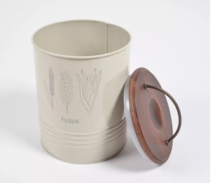 Metal Canister Excellent Quality Handmade Galvanized Metal Round Storage <b>Box</b> Customized Size Un expensive Metal Container - Product Image 2