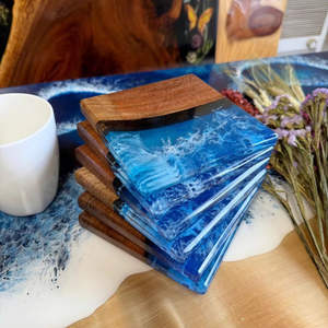 Posavasos Elegantes de Resina Epoxi Natural, Alto Brillo, Resistentes al Calor, Ecológicos, Artesanía Atemporal, Escultura de Mesa Pintada a Mano para el Hogar - Product Image 5