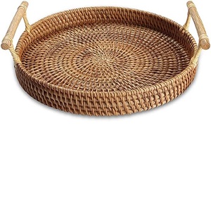 New Arrival Square <b>Rattan</b> <b>Storage</b> Basket Fruits Vegetable Basket Tray Serving Dining Table Top Decorative Tray - Product Image 3
