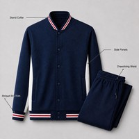 Ensemble de survêtement multifonctionnel personnalisé en 2 pièces, veste bomber à boutons pression, pantalon de jogging pour homme et femme