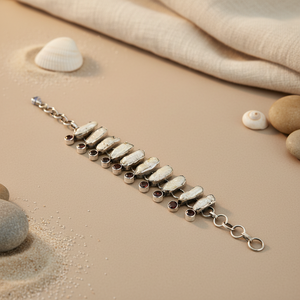 Bracelet en argent 925 plaqué rhodium pour femmes, bijoux à porter au quotidien avec diamant, topaze, perle, fleur en or pour cadeaux - Product Image 3