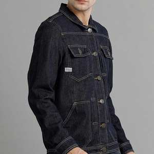 Look déchiré Produit de Mode Hommes Jeans Veste Manches Longues Col Boutonné Porter Léger 350gsm Hommes Denim Veste - Product Image 4