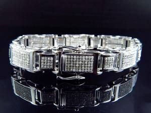 Bracelet élégant à maillons rectangulaires en or blanc 10 carats, diamant cultivé en laboratoire, bijoux de luxe personnalisés pour hommes - Product Image 2