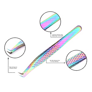 Pinzas profesionales antiestáticas para extensión de pestañas, acabado en arena, logotipo personalizado, volumen, puntas de fibra, Etiqueta Privada, acero inoxidable - Product Image 1