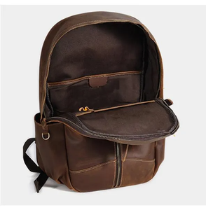 Sac à dos unisexe en cuir véritable élégant avec fermeture à glissière Logo personnalisé et motif bonbon pour la journée des étudiants et l'aventure - Product Image 5