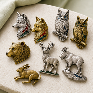 Badges personnalisés en métal 3D en relief sur le thème des animaux de la montagne, broches sur mesure pour revers, vente en gros - Product Image 3