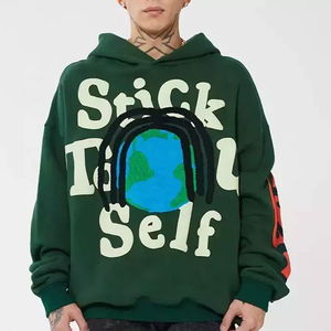 เสื้อสวมหัวผ้าคอตตอนฟลีซผู้ชายมีฮู้ดพิมพ์ลายพัฟ3D 390 GSM 100% ขนาดใหญ่380แฟชั่นใหม่ - Product Image 5