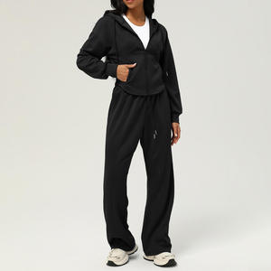 Ensemble de survêtement 2 pièces pour femme, respirant, avec cordon de serrage, streetwear, coupe ample, pantalon de survêtement à jambes larges et sweat-shirt - Product Image 5