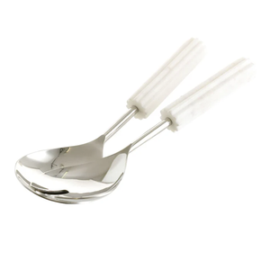 Cubiertos con mango de mármol, cuchara para servidor de ensalada, cuchara de acero inoxidable y artesanía de diseño único al mejor precio - Product Image 1