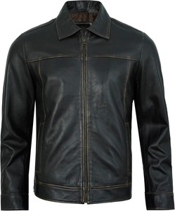 2026 Vintage Moto Biker veste pour hommes véritable manteau en peau de mouton avec col montant Streetwear avant Logo-pour le printemps et l'automne - Product Image 6