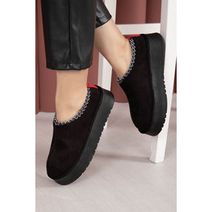 Botines Negros de Plataforma con Forro de Piel, Diseño Cálido e Impermeable, Altura al Tobillo, Cómodos y Modernos, Punta de Tela, PU/EVA/Goma - Product Image 1