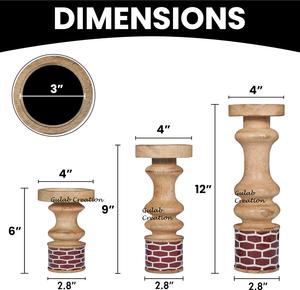 Porte-bougie en bois de manguier avec impression en émail rouge Bougeoir décoratif artisanal pour la maison, les fêtes et la décoration de table - Product Image 2