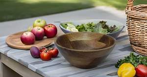 Tazón para Ensalada Contemporáneo de Madera de Mango y Acacia, Hecho a Mano, Ecológico y de Primera Calidad, para Bodas - Product Image 4