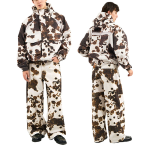 High Quality Winter Hooded Men Windbreaker Tracksuit Set Printed Breathable Waterproof Jacket Polyester/Cotton Fleece <b>Pants</b> Two - Product Image 1