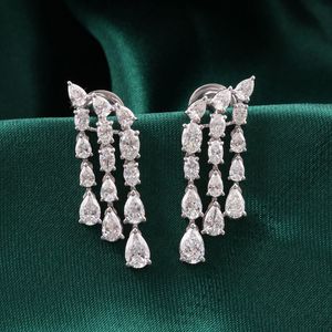 Pear Double <b>Huggies</b> Lab Grown Diamond Earring With 925 Sterling <b>Silver</b> IGI Certified Casual Wear American Diamond - Product Image 2