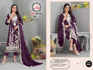 Venta caliente Faux Georgette con corte de trabajo Salwar Suit Fabricante y proveedor de Surat a la tarifa más baja - Product Image 3